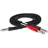 Hosa STP-202 Insert Cable, 1/4 Inch TRS to Dual 1/4 Inch TS, 6.5 Feet