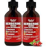 Berberine Drops with Ceylon Cinnamon Supplement, Berberine HCL, Chromium, Bitter Melon & Turmeric Liquid Drops for Immune Health & Metabolic Support, Fast Absorption - 4 fl oz