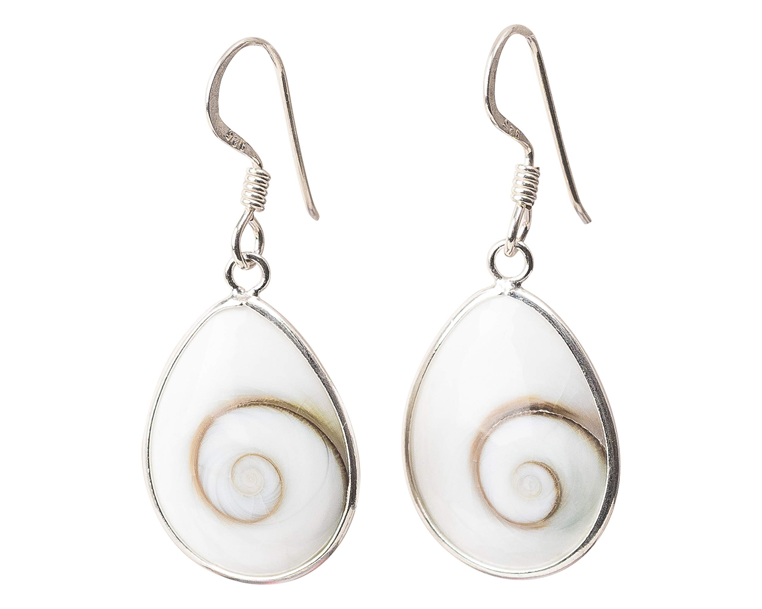 Earrings 925 Sterling Silver - Eye of Shiva - Stone of Saint Lucia - Silver Earrings for Women Handmade - Mediterranean Jewelry - Drop Shape - Oval, Pequeño, Sterling Silver, Saint Lucia Stone - Eye