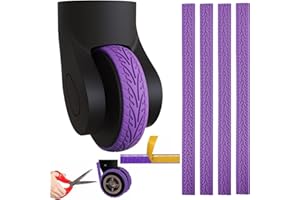 JARCOE 4 Pcs Luggage Wheels Covers Silicone, Suitcase Wheel Covers, Cuttable Silicone Luggage Wheel Protector, Silent Noise Reduction Shock for Spinner Wheel Suitcases or Office Chair Caster Purple