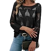 Acelitt Womens Casual Lightweight Crewneck Long Sleeve Knit Sweater Tops, S-XXL