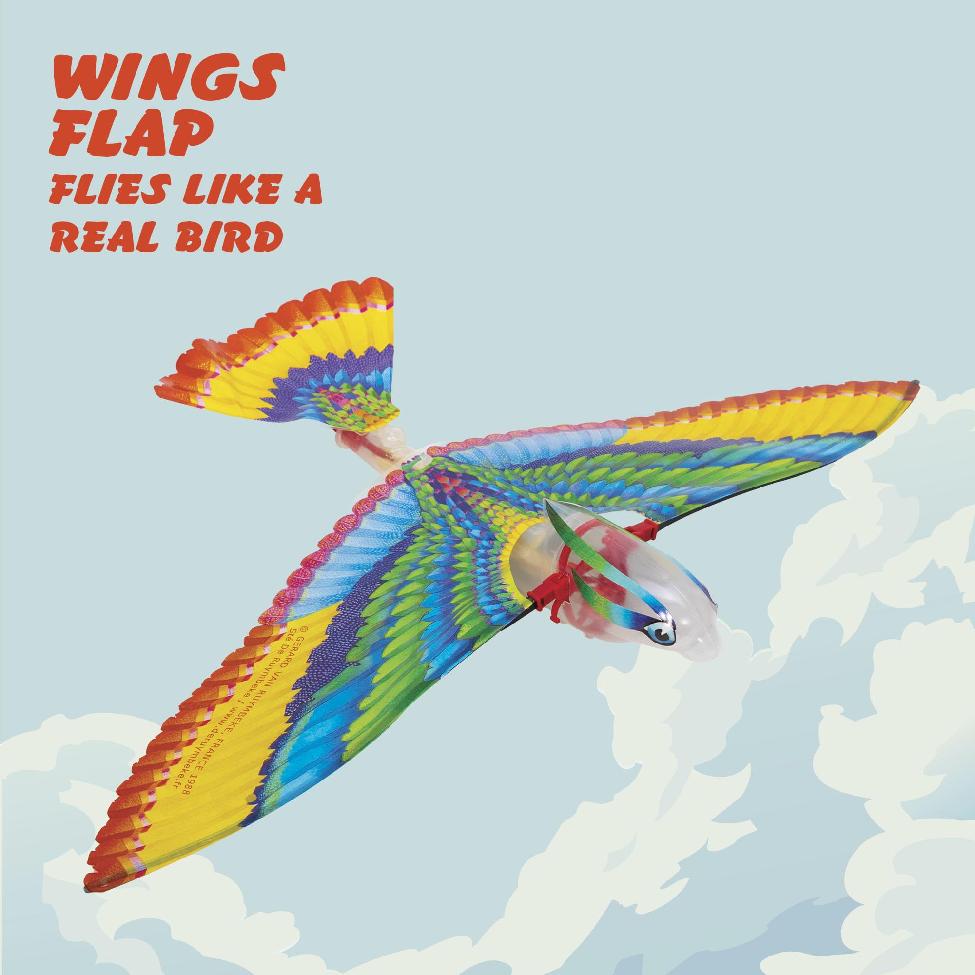 Schylling Tim Bird Flying Toy - Rubberband-Powered Mechanical Bird that Really Flies - Wings Flap and Flies 50 Feet - Ages 7 and Up