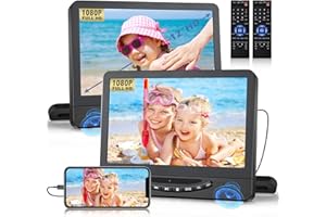 FELEMAN Dual Portable DVD Player for Car, 12" Full HD 1080P Car DVD Player Dual Screens, Headrest DVD Player HDMI Input/AV Output, USB/DVD Playback, Last Memory Function