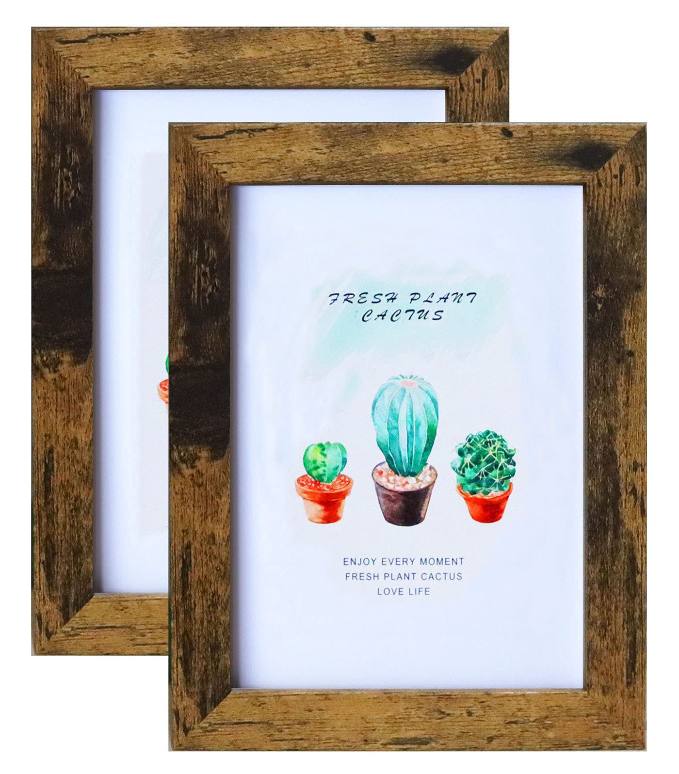 5x7 Inch Rustic Wooden Photo Frame Brown Picture frames 7x5 Inch Photo Frame for Tabletop or Wall Display 2 Packs — image 1