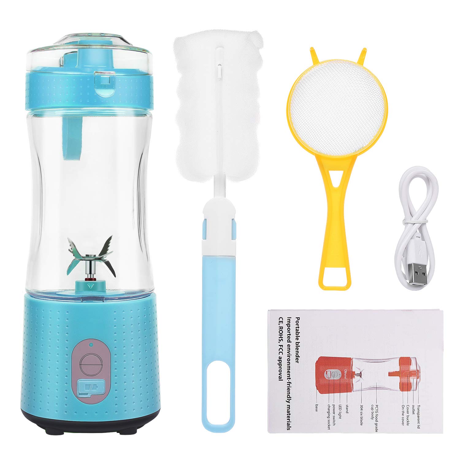 Portable Blender, Olivivi 2019 Mini Cordless Personal Blender for Shakes and Smoothies, Usb Rechargeable Small Protein Travel Blenders with Six Blades in 3D, 4000mah Batteries and 12.86oz Fruit Mixing Juicer Cup at Hom, Picnic, Office and S