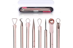MROOBEST Blackhead Remover Pimple Comedone Extractor Tool, Effective Acne Removal Kit, Treatment for Blemish, Whitehead Pimple Popping, Zit Removing for Nose & Face Skin, Best Electroplated 4 PCS w/case.