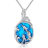 AXOMY Dolphin Necklace 925 Sterling Silver Dolphin Pendant Wave Dolphin Necklace Jewelry Gifts for Women