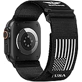 Rugged Trail Loop Bands for Apple Watch Ultra/3/2 Band 49mm 46mm 45mm 44mm 42mm Men,Stars-Stripes Flag Woven Nylon Sport Strap Soft Fabric Wristband for iWatch Series 11 10 9 8 7 6 5 4 3 SE 3/2nd 49