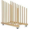Evellstor Art Storage Rack with Caster Wheels, 9 Section Wooden Art Canvas Storage for Frames and Drawing Board, Printed Matters, Paper Pads for Studio, Gallery, Art Exhibition