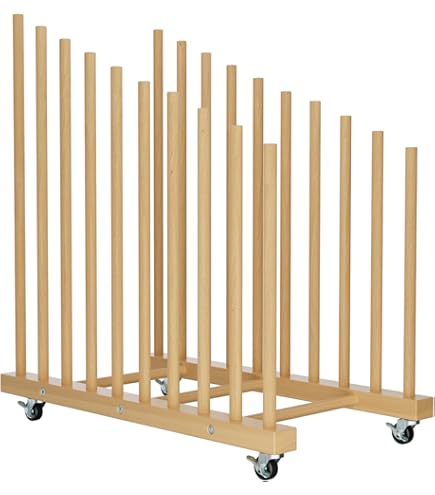 Tonchean Art Canvas Storage Rack With Wheels, Adjustable Art Drying Painting Rack Metal Painting Storage Easel Display Stands For Canvas Boards, Panels, Frames, Crafts Drying & Drawing Boards