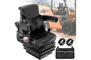 STURDON Universal Tractor Suspension Seat with 3-Level Shock Absorption,Forklift Seat With Adjustable 0-180° Backrest, Micro Switch, Armrests, Suspension Bag, for Forklift, Tractor, Mower, Loader, Excavator
