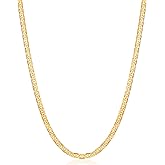 Barzel 18K Gold Plated Mariner Chain Necklace for Women, Flat Marina - Made in Brazil