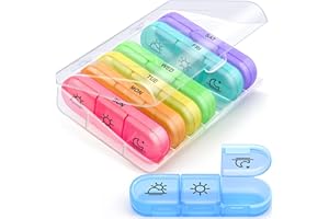 ZIKEE Weekly Pill Organizer 3 Times a Day, Compact Pill Box 7 Day with Roomy Pill Case and Sturdy Design for Managing Your Vitamins, Fish Oils, Supplements and Medications