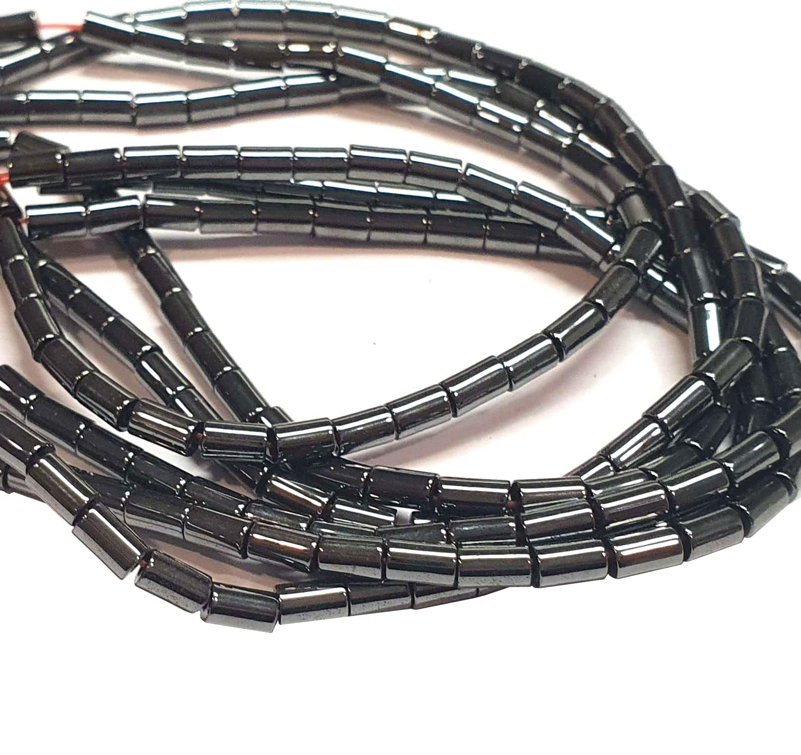 Perlin Pack of 50 Black Hematite Beads 8 x 4 mm for Bracelets Tube No Magnet Hematite Gemstones 38 cm 1 Strand Heishi Beads