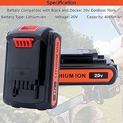 Tulepowceeng 2 Pack 20V 4.0Ah Lithium Replacement