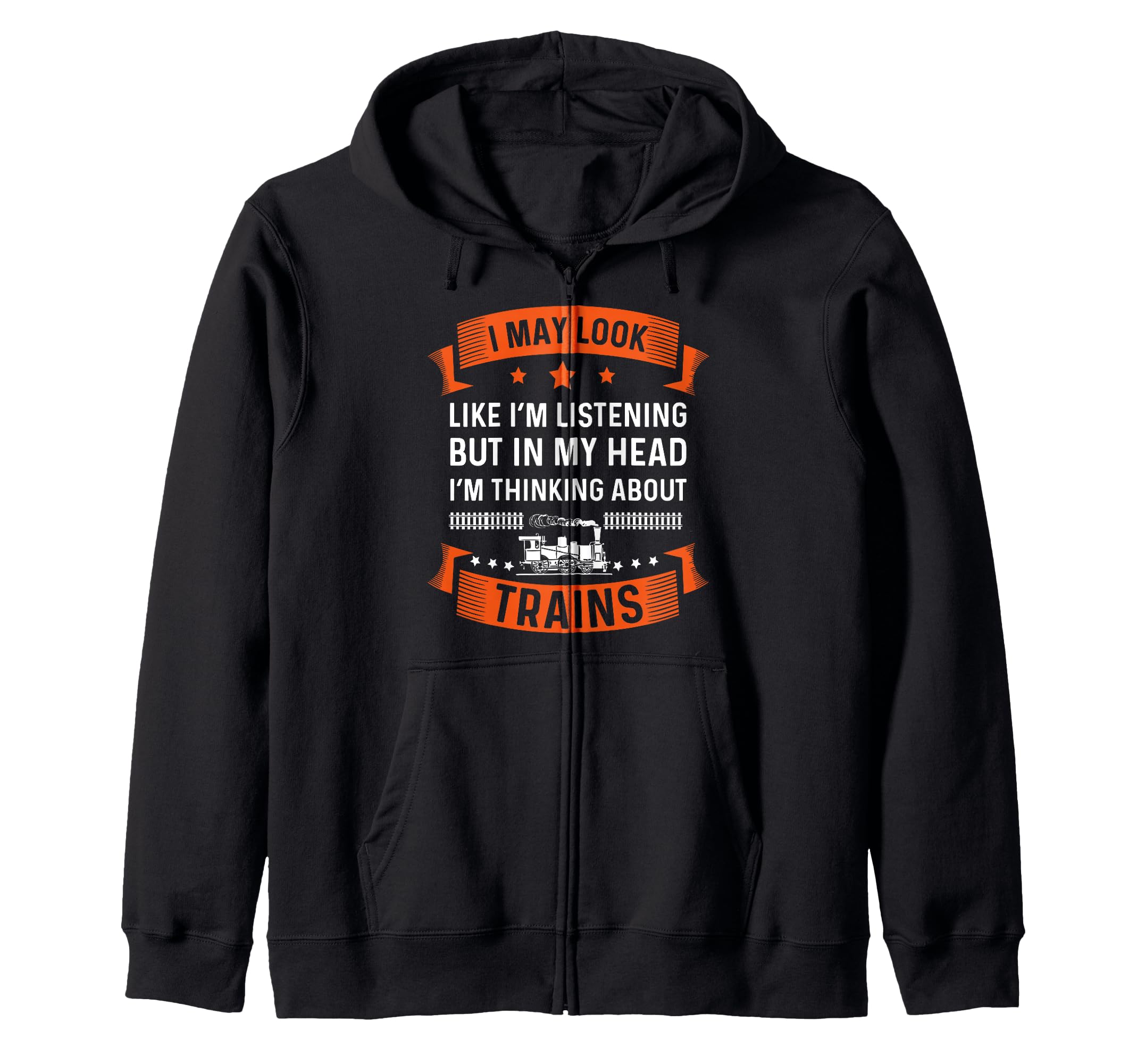 Train Shirt Thinking About Trains Railfan Model Trains Funny Zip Hoodie