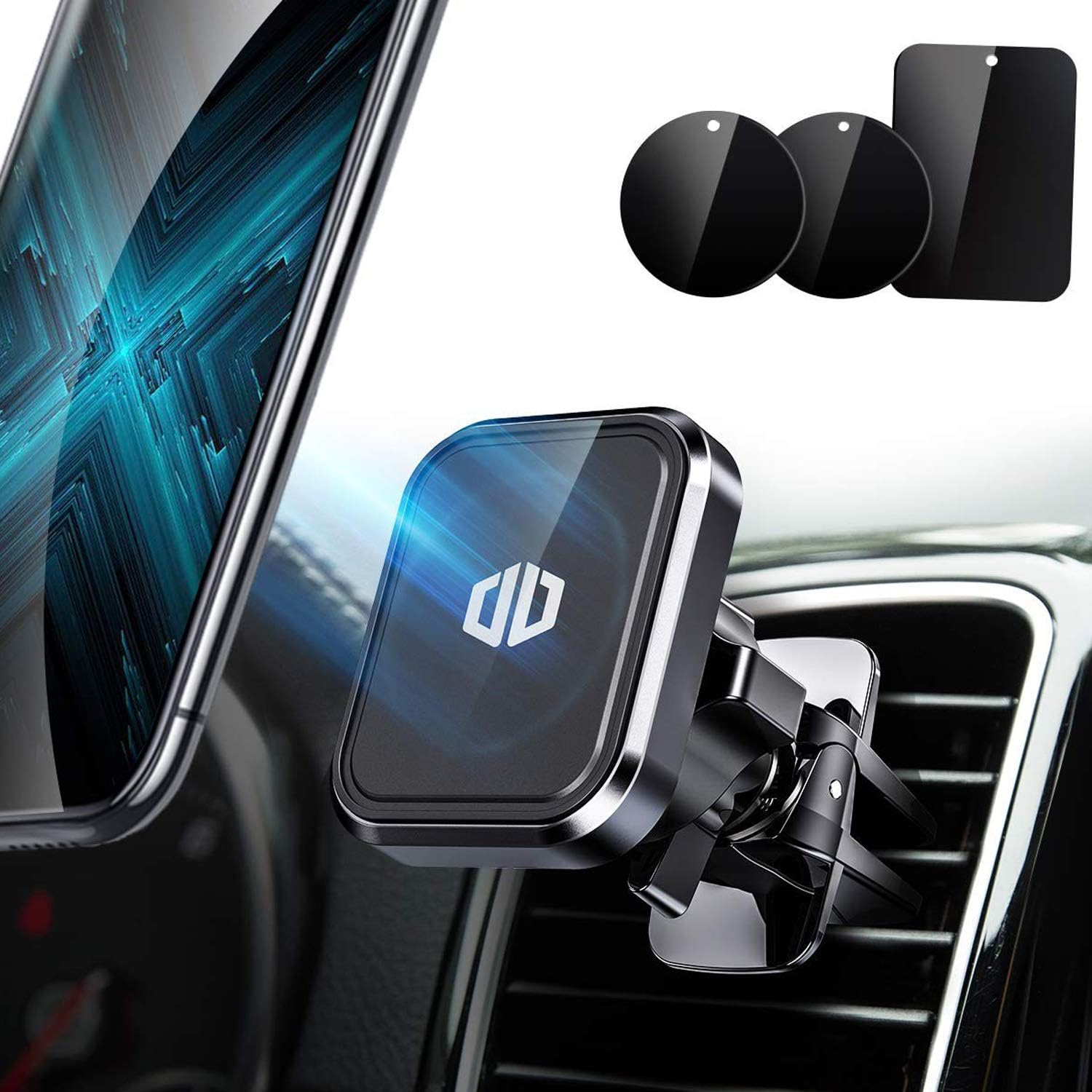 Universal Car Phone Mount Magnetic, DesertWest Handsfree Phone Holder for Car Magnetic, Compatible with iPhone 11 Pro Max/XS/XS Max/XR/X/8/8+, Samsung Galaxy S20/S10/S10+/S10e/S9/S9+/S8, More