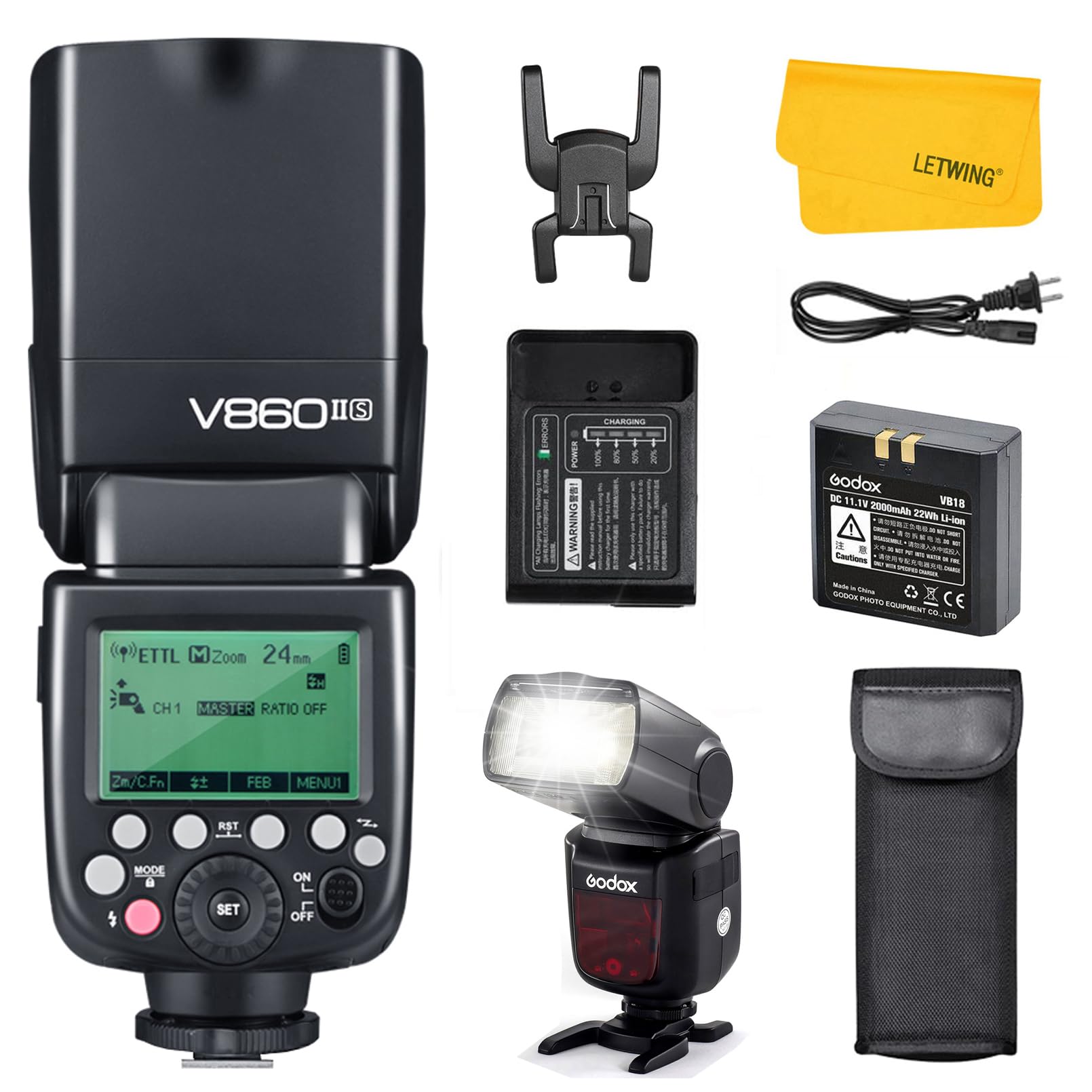 Godox V860II-S TTL Flash for Sony Camera, 2.4G Wireless Transmission HSS 1/8000, High Performance Li-ion Battery Speedlight Compatible for Sony A7RIII A7RII A7R A58 A99 ILCE6000L A77II RX10 A9