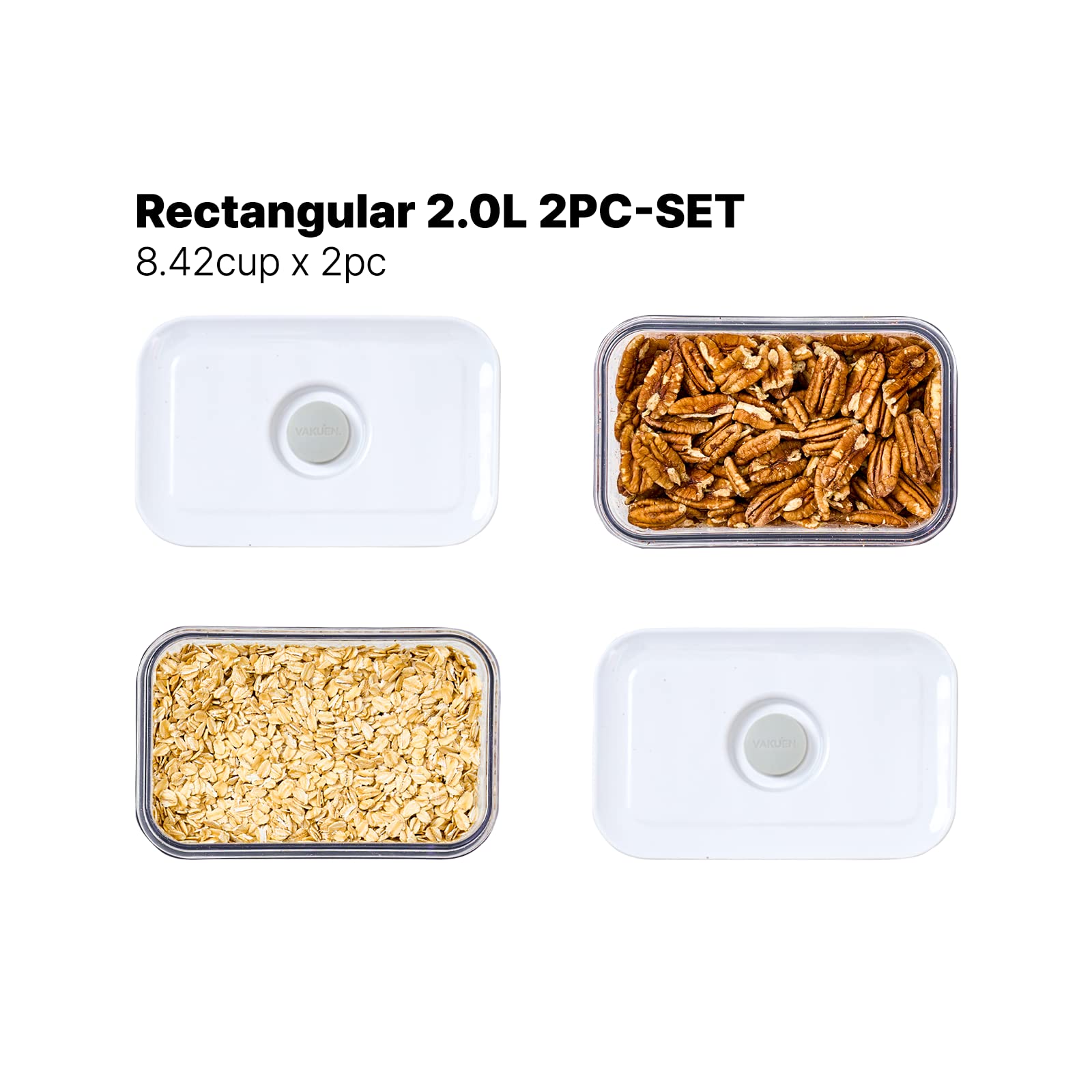 Premium Airtight Food Storage Containers, Rectangular 2PC-SET(2.11qt), Smart One-Click Seal Lid, 100% Leak Proof, Keep Food Fresh Longer, BPA-FREE, Dishwasher/Freezer & Microwave Safe