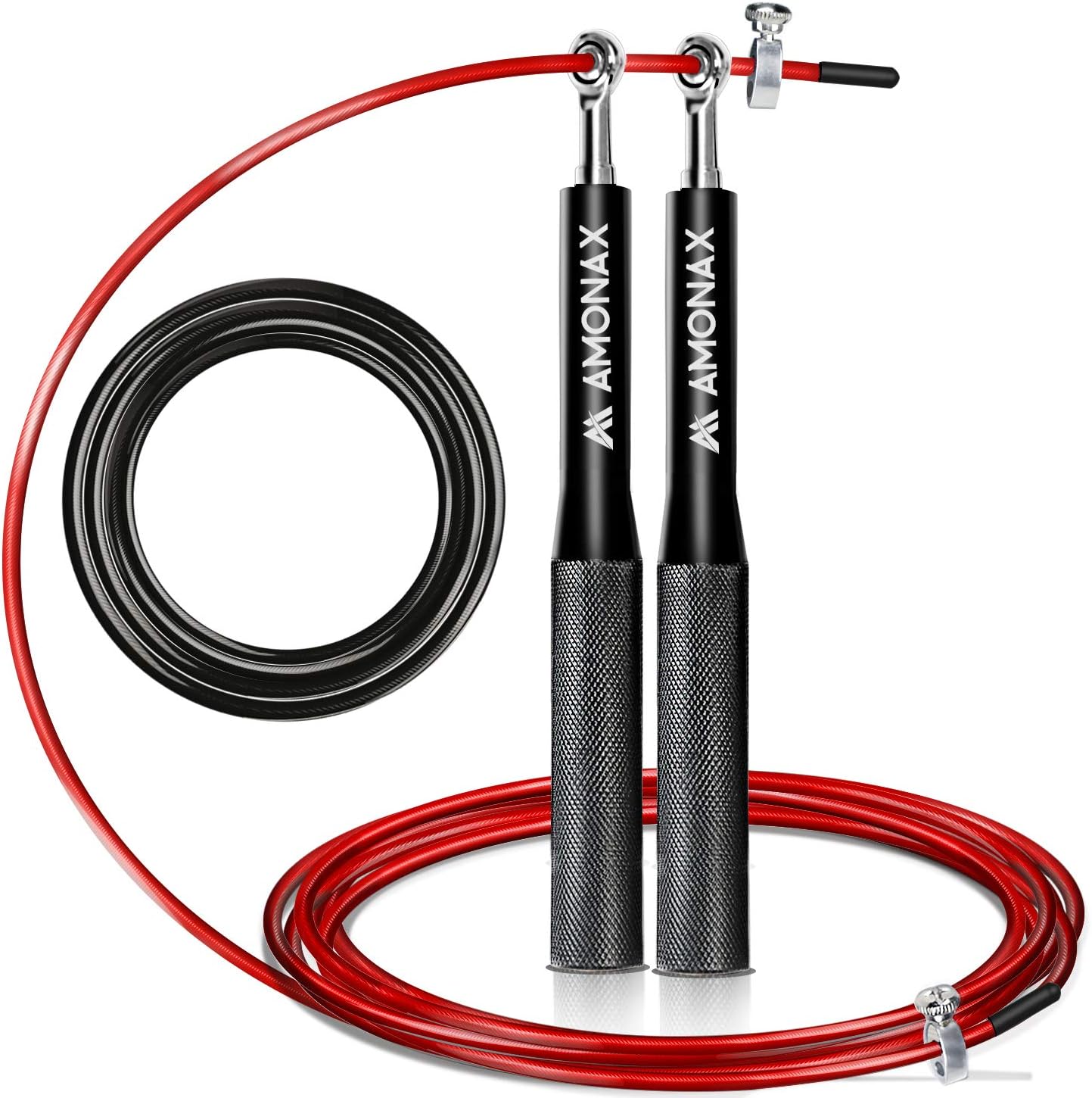 Amonax Adult Skipping Rope for Fitness Workout, Boxing Exercise, Crossfit Training and Weight Loss/Conditioning at Home Gym Outdoor with high-speed rotation mechanism for double unders.