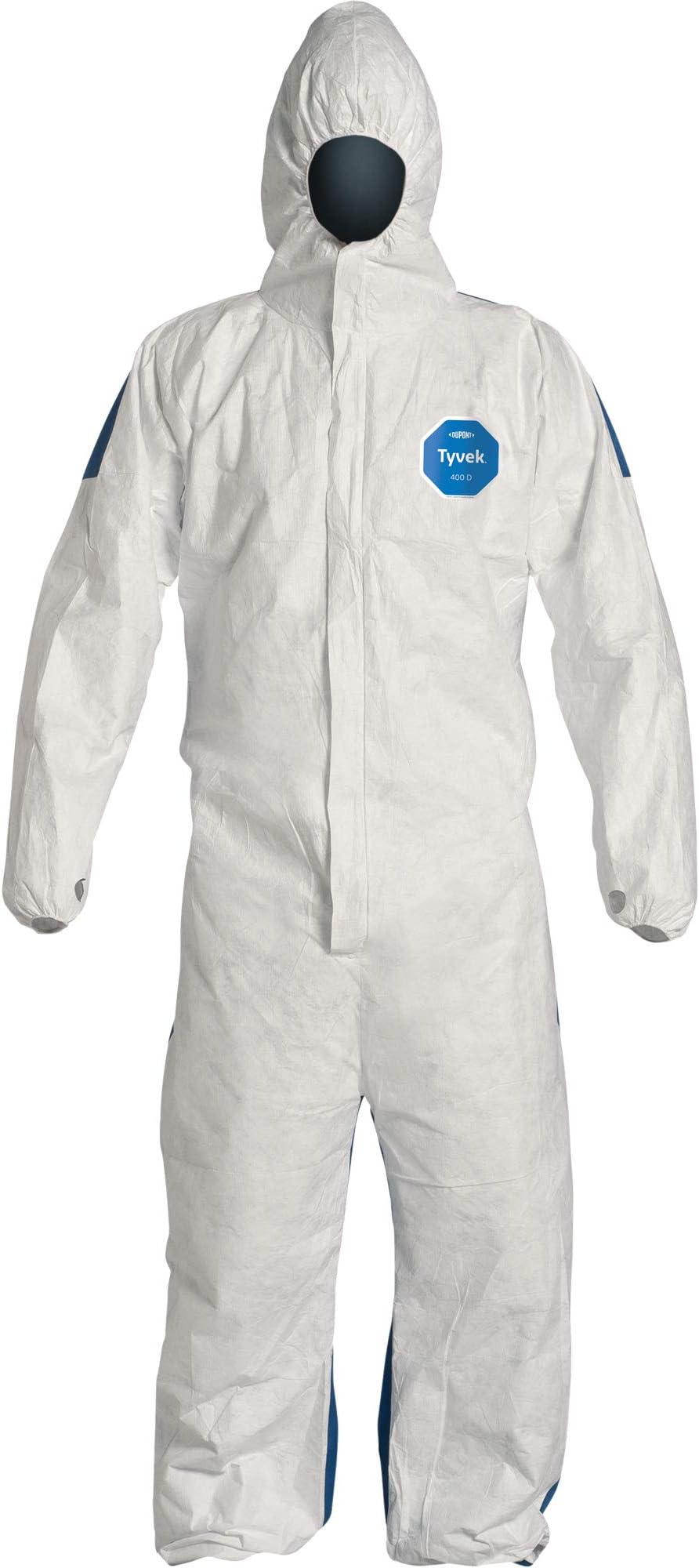 DuPont Tyvek And ProShield Dual TD127S - MEDIUM Individually Packed Disposable Protective Coverall With Hood And Elastic Cuff for PPE, White, Medium (Retail Pack of 1)