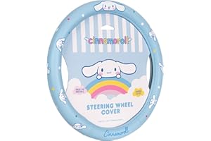 CARBELLA Cinnamoroll Steering Wheel Cover, Official Sanrio Car Steering Wheel Cover with Universal Size 14.5-15.5, Cute Blue Steering Wheel Cover for Women, Cinnamoroll Car Accessories (Cinnamoroll Blue)