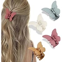 aoozleny Hair Claw Clips 4PCS Butterfly Hair Clips 2.6Inch Non Slip Matte Hair Claw Clip for Women Thin Hair Curly Hair