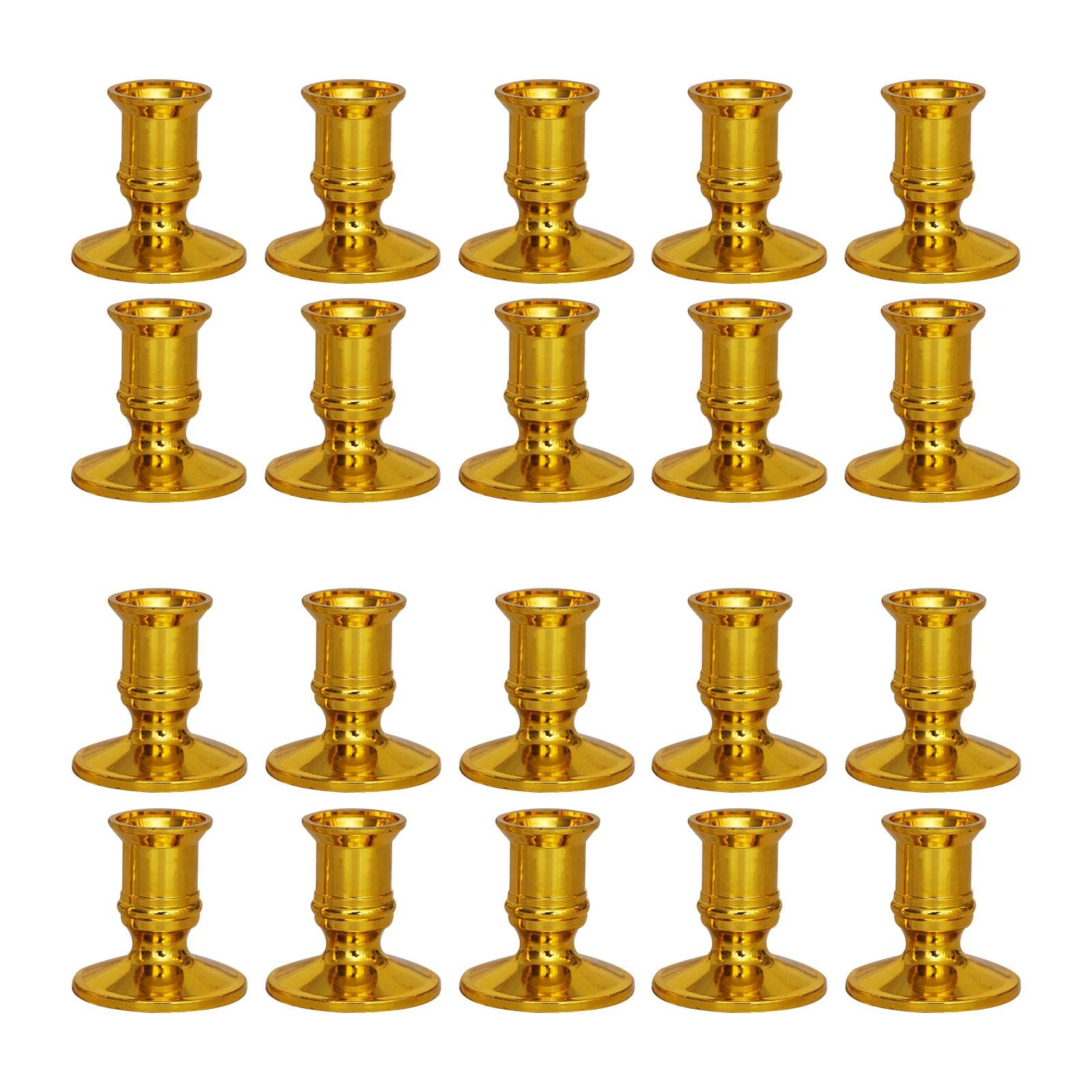 POHOVE 20pcs Taper Candle Holders Gold/Silver Pillar Candlestick Stand for Table Centerpiece Modern Candle Stand for Pillar Candle Taper Candle,Wedding,Party Festival Decor