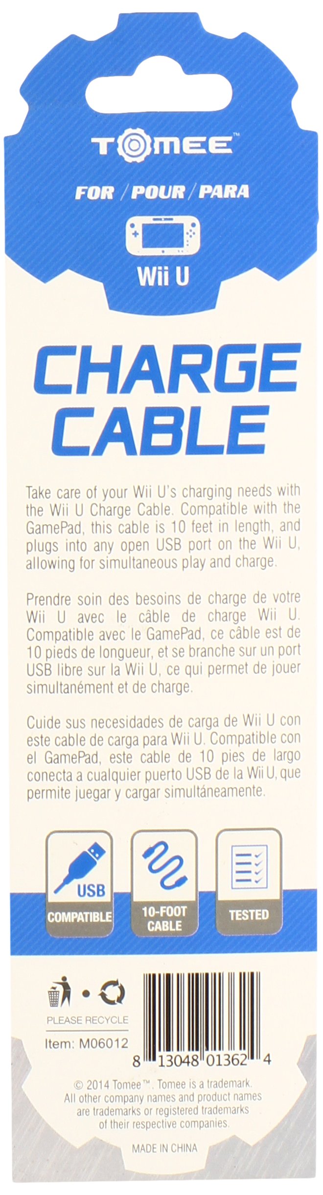 Tomee Charge Cable for Wii U GamePad