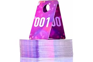 AIKESIWAY Live Plastic Number Tags Consecutive Live Number Tag, 1.97x3.15 Inch (5x8cm),Normal and Reverse Mirror Image Number Cards for Live Sales, Hanger Cards for Clothes, Reusable (1-100, Pink Spots)
