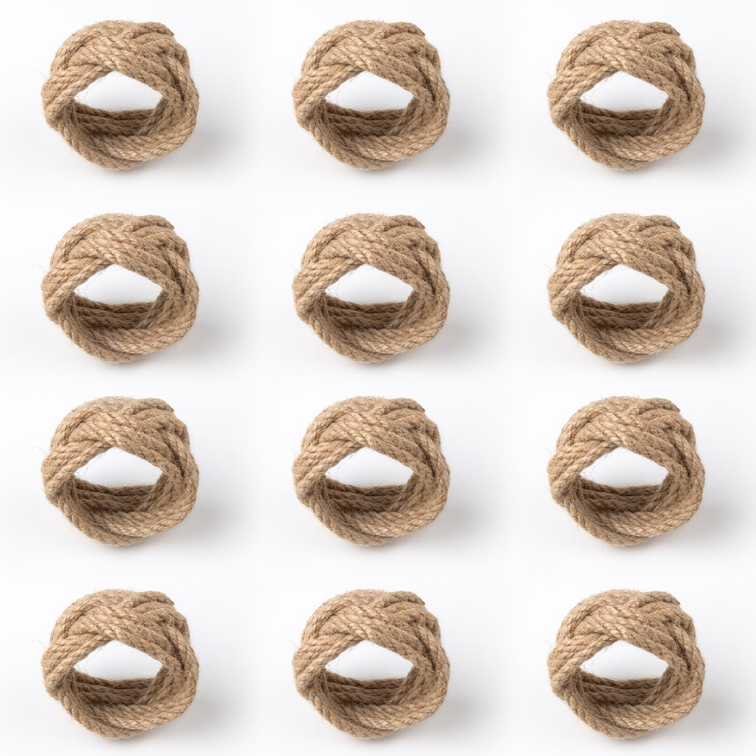 Photo 1 of MLURCU Napkin Rings Set of 12 Woven Natural Burlap Napkin Rings Rustic Napkin Ring Holder for Dining Table Decor Wedding Banquet Christmas Thanksgiving Easter Table Decorations