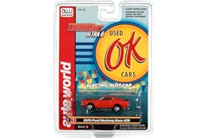 AW AUTO WORLD Auto World Thunderjet OK Used Cars 1970 Ford Mustang Boss 429 (Orange) HO Scale Slot Car