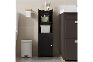 Hzuaneri Bathroom Storage Cabinet, Corner Floor Cabinet with Doors and Adjustable Shelf, Narrow Toilet Paper Cabinets, Bathro