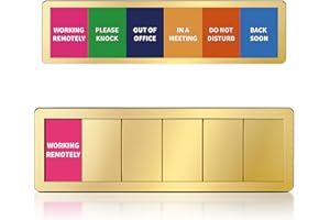 ELITESIGN Office Door Signs -6 Options Do Not Disturb, In A Meeting, Out Of Office, Working Remotely, Back Soon Please Knock,Privacy Door Slider Sign for Meeting & Conference Room Brushed Gold