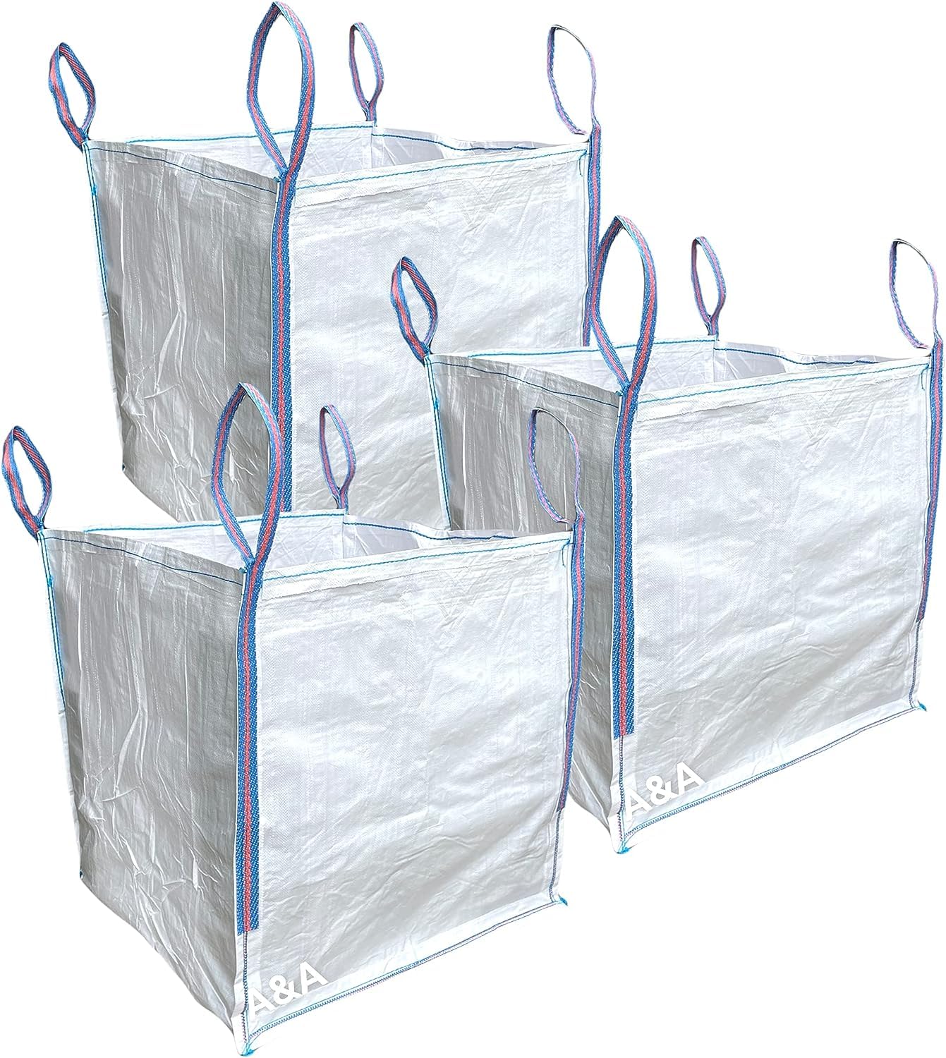 A&A SUPPLIES UK - 1 Tonne Builders Bag 85 x 85 x 85cm FIBC Bulk Jumbo Ton Bags Garden Waste Sack Rubbish Heavy Duty Industrial Woven Material Skip Storage (3 Bags)