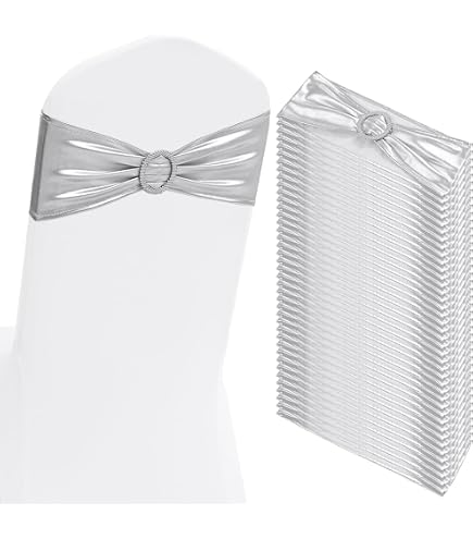 Elegant Sheer 100 Gray Bow Wedding sashes for folding banquet chairs 25x Silver Grey Organza Chair Sashes Bows Ties Wedding  main image 3