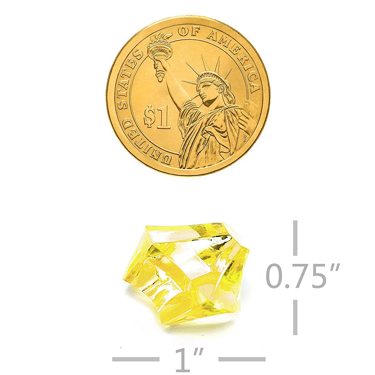 Acrylic Clear Ice Rock Diamond Crystals Rocks Fake Ice Cubes for Decoration Vase Fillers Table Scatter Party Favor Wedding Arts Crafts, Yellow Acrylic Ice cubes 150 PCS by Domestar