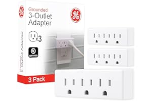 GE 3-Outlet Extender, 3 Pack, Grounded Wall Tap, 3-Prong, Multiple Plug, Power Splitter, Cruise Essentials, Use for Home Office School Dorm, UL Listed, White, 47884