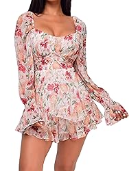 LYANER Women's Floral Print Off Shoulder Long