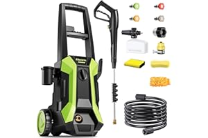 CNKAITE Electric Pressure Washer, 3500PSI Max 2.4GPM Power Washer with 4 Nozzle and Foam Cannon, High Pressure Washer with 23 Ft Water Outlet & 9.8Ft Inlet Hose for Floor/Cars/Fences, Car Wash Kit