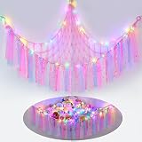 MHJY Toy Hammock Net with LED Light Large Corner Organizer