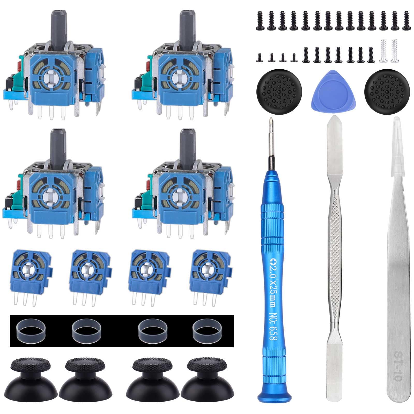 Ikpek 4 Pack Analog 3D Joysticks Replacement for DualSense PS5 Controller, Joysticks Part with Repair Screwdriver Kit for PlayStation 5 Controller