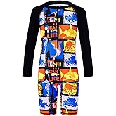 Curi Seakers Boys UPF 50+ One-Piece Rash Guard Swimsuit Artist Print Zip-Front Sunsuit