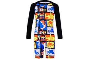 Curi Seakers Boys One Piece Rash Guard Swimsuit Long Sleeve UPF 50+ Zip Front Swimwear Quick Dry