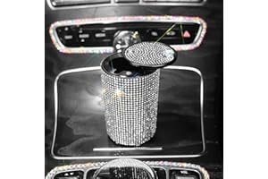 POMELO LITCHI PITAYA Car Cigarette Ashtray Auto Mini Car Ashtray Portable with lid smell proof Crystal Diamond Car Ashtray for Women Mini Car Trash Can Ideal for Car——size:10cm*6cm(Sliver)