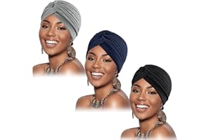 DRESHOW Turban Pre-Tied Twisted Braid Hair Cover Wrap Hat African Beanie Headwraps for Black Women Chemo Cancer Cap