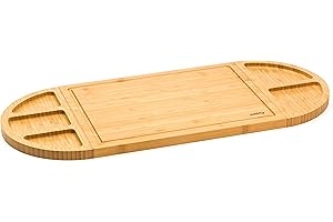 SMIRLY Wood Cutting Boards for Kitchen - Bamboo Chopping Board Set with Storage - Large Meal Prep Cutting Board