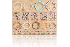 Coloch Bamboo Beading Board with 9 Sizes, Bead Design Trays DIY Jewelry Making Tray Bracelet Measurement Board Bead Mat for N