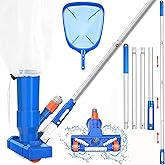 60" Portable Pool Vacuum Jet Underwater Cleaner and Leaf Skimmer Net (No Garden Hose Included), 4 Section Pole of Hand Held P