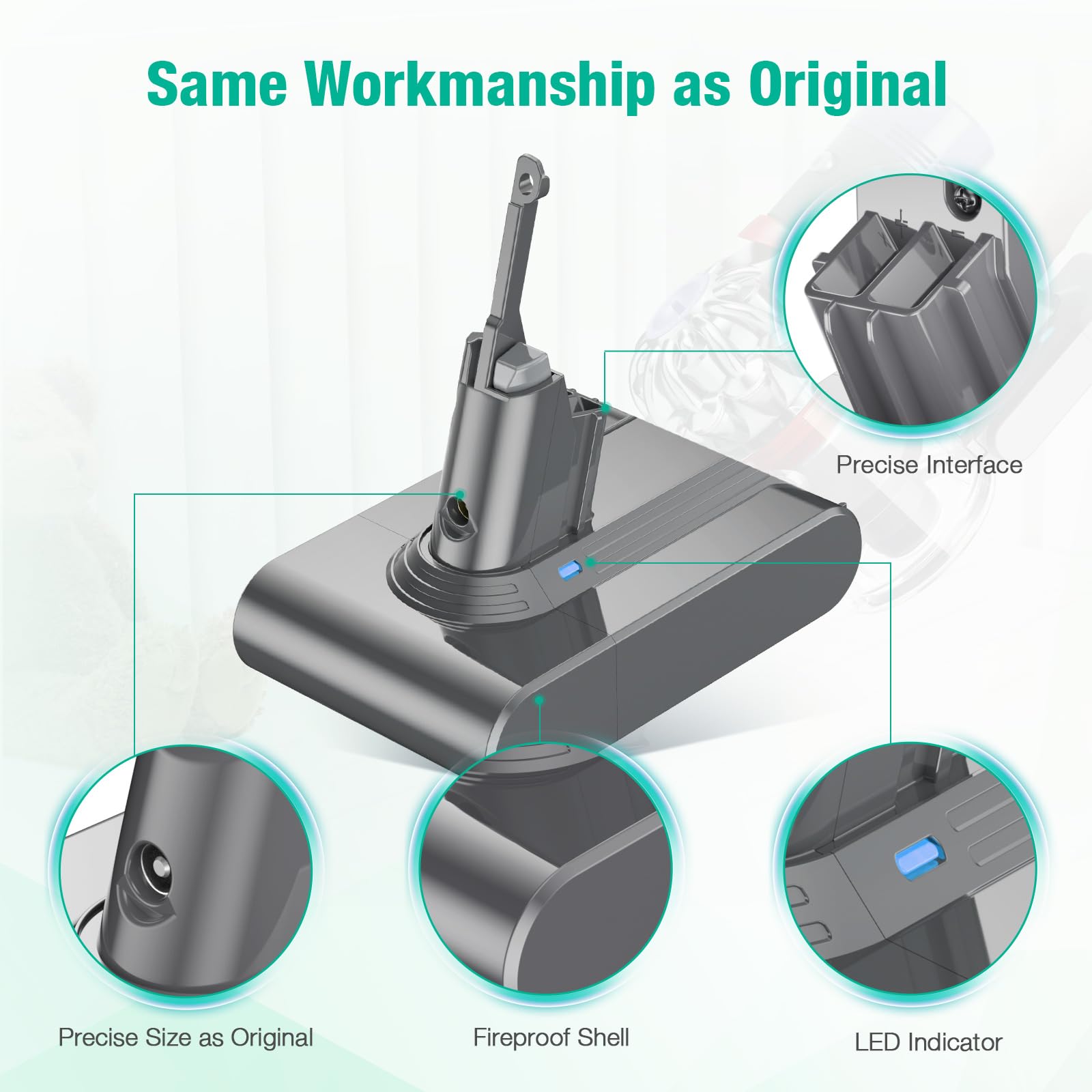 FirstPower 5.0Ah V7 Replacement Battery- Compatible with SV11 V7 Motorhead V7 Animal V7 Trigger V7 HEPA V7 Car+Boat V7 Absolute Handheld Vacuum Cleaners